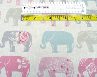 Deco Canvas Fabric Clarke & Clarke pink elephants Cotton fabric 0.54yd (0.5m) 002615