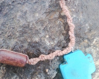 Turquoise Celtic Cross Hemp Necklace