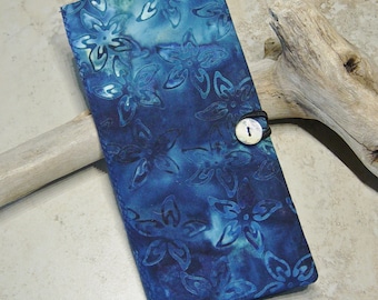 Credit Card Wallet, Loyalty Card Wallet, Business Card Case, Indigo Blue Batik Fabric Card Case, Gift Idea, Boho, Card Organizer, Tropical