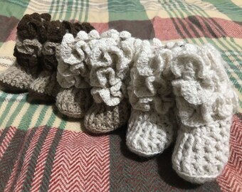 Frilly High Top Baby Booties