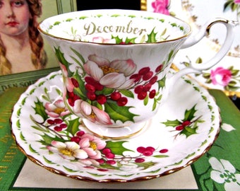 Royal Albert Tea Cup and Saucer Christmas Rose FOTM Series Teacup