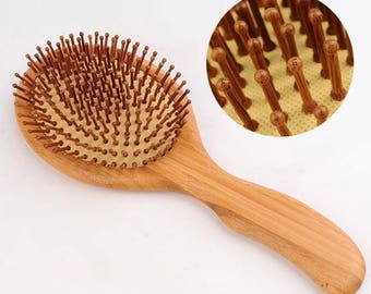 Bamboo Hair Brush, 100% Natural Hair Brush with Bamboo tipped Bristles for All Hair Types,Anti Bacterial,Promotes Healthy Hair,Massage Scalp