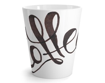 Latte Mug Coffee Script Text Gift Present