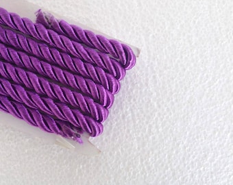 1.1 yards purple , 5 mm twist cord, twisted , Wrapped Thread Cord, Satin Twisted cord , Decoration,Fabric Rope Trim Accent for Crafting
