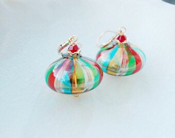 Murano Cippolina Blown Glass Earrings