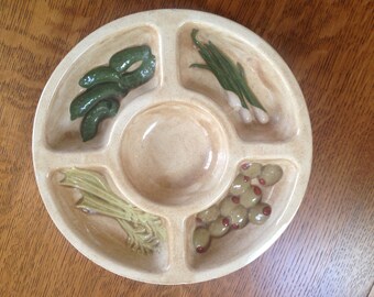 Holland Mold Ceramic Relish Tray Divided Dish