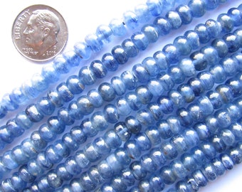 Natural KYANITE BEADS 6x4mm Rondelle Spacer Grade A Quality Natural Blue Gemstone 112 pc Strand 16"