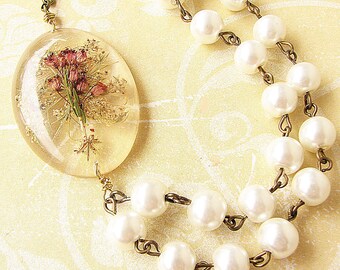 Real Flower Jewelry Real Flower Necklace Resin Jewelry Pressed Flower Necklace Bridal Jewelry Statement Necklace Bridesmaid Gift