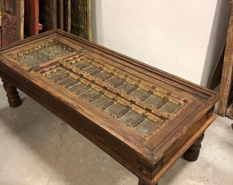 Antique Indian Handcarved Coffee Table Unique Style Hotel Design Rustic Vintage Furniture Home Decor Dining Table