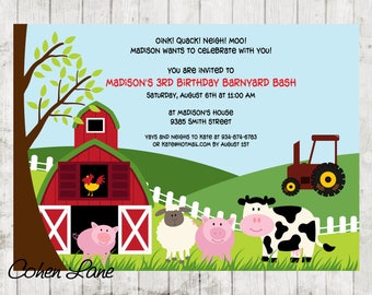 Farm Birthday Invite. Barnyard Birthday Invitation. Farm Invitation. Barn Invitation. Old MacDonald Invite. Petting Zoo Invite. Digital