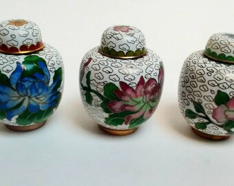 Vintage cloisonne miniture jars