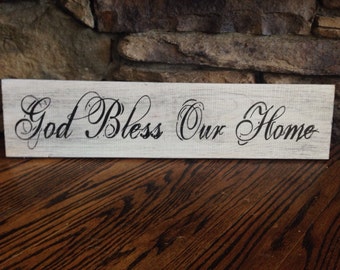 God Bless Our Home, Wood Sign 24x5.5