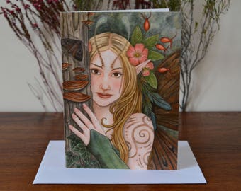 Wood Nymph Greetings Card - Fantasy Art Painting Faery - with envelope