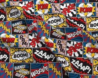 Comic Book Fabric - Modern Comic Book Superhero Pattern Large By Seasonofvictory - Comic Book Pow Cotton Fabric By The Yard With Spoonflower