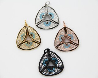 Mix Color CZ Micro Pave 25mm Peach Shape Pendant