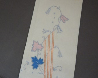 Vintage Appliquie Tea Towel with Flowers