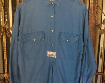 Vintage Krizia jeans pullover shirt half button/blue/xl/designer