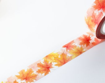 Maple Leaf Washi Tape 15mm/ Maple Leaves/ Fall and Winter Washi Tapes/ Holiday Washi Tapes