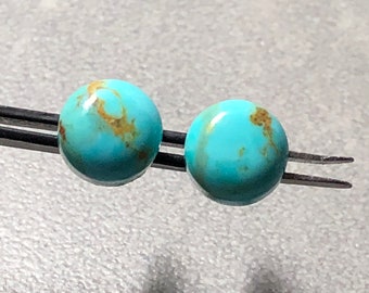 8mm Arizona Kingman Turquoise Gemstone Post Earrings with Sterling Silver