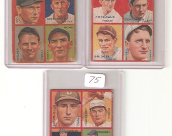 1935 Goudey 4-in-1 Detroit Tiger Lot VG-EX