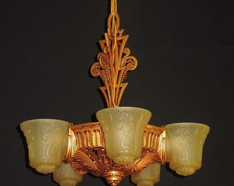 Beardslee 5 Slip Shade Fixture c.1934. 2 Available