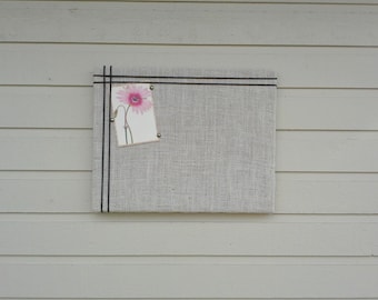 Burlap Pin Board, with an accent of macrame cording, Photo Memory Board, Memo Pin Board, 16 x 20 inches