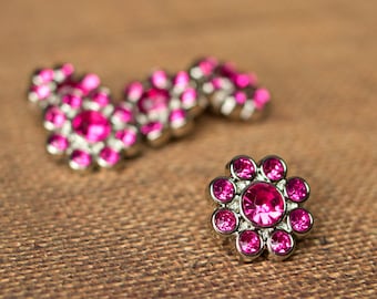 5 Rhinestone Buttons - Hot Pink Buttons - Ashlynn Button - 22mm - Plastic Buttons - Acrylic Buttons