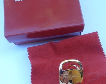 Vintage Ferragamo Scarf Ring Vara Buckle Designer Scarf Ring Signature Scarf Ring Gold Plated Scarf Ring Scarf Ferragamo Scarf Vintage 80s