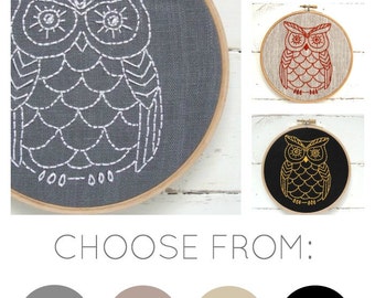 Owl embroidery kit, DIY Embroidery, Hand Embroidery Kit, Embroidery Pattern, Modern Embroidery Kit, DIY Embroidery Kit, Owl Lover, hoop art