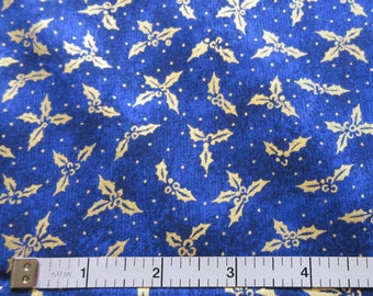 Timeless Treasures For Hi-Fashion Quilt/Craft Fabric - Vintage - Holly On Blue - 1/2 Yd.