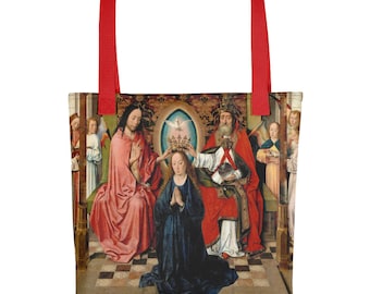 Religious Tote bag - The Coronation of the Virgin Mary by the Holy Trinity - catholic bags serie by TerryTiles