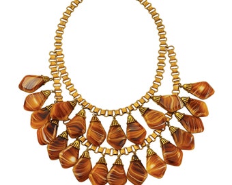 Early Miriam Haskell Bib Necklace with Art Glass