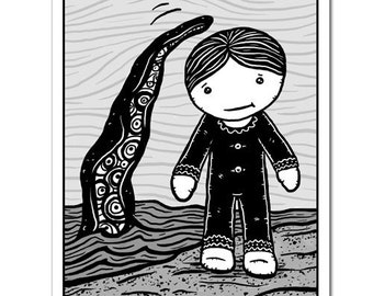 Tentacle Head Pat -GingerDead Goth and Alternative Greeting Cards by Calan Ree - Congratulations, Comfort, Misc