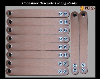 Blank Wristbands Wholesale - Tooling Leather Wrist Bands with Snaps - Natural Blank Wristbands for Tooling - Youth Group - Blank Wristbands