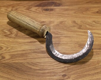 Forged sickle for collecting herbs. Handforged sickle. Forged boline. Handmade ritual sickle. The tool for herbalist. Handforged boline.