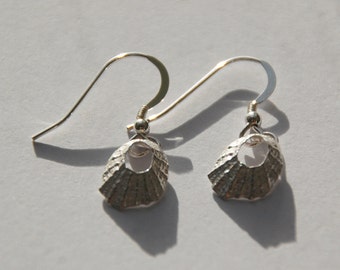 Tiny Marazion Silver Limpet Drop Earrings