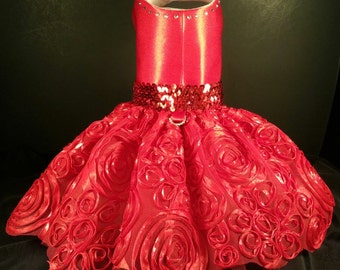 Dog Dress, Red , Designer Dog Dress, Girl Dog Clothes, Dog Tutu, Wedding Dog Dress