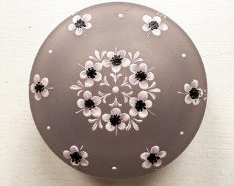 Beautiful hand painted powder glass jar