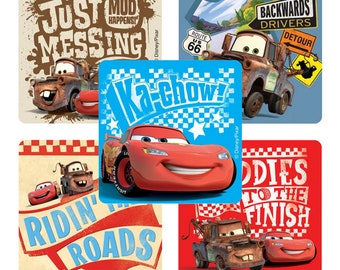 25 Disney Cars Rule The Road Stickers, 2.5" x 2.5" Each