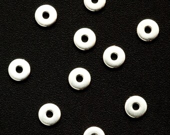 4 Sterling Silver Flat Round Beads - 4mm