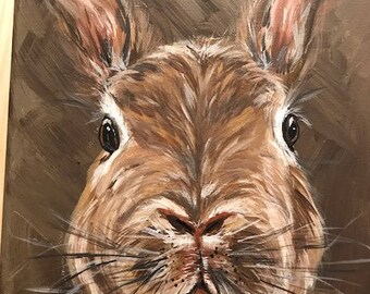 50% to Charity. Bunny Rabbit Original Acrylic Art