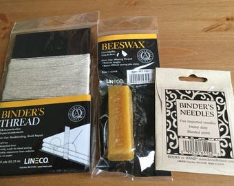 Book Binding Kit - Beeswax, Linen Thread and Needles