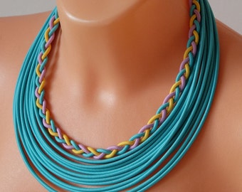 Statement necklace, Bib necklace, nautical necklace, turquoise necklace, knot necklace, summer necklace, summer necklace, summer jewelry