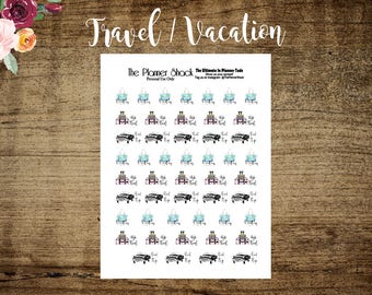 Travel // Road Trip // Pack Suitcases // Packing // Printable Stickers // Planner Stickers // Planner Printables // Vacation // Cut Files