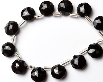 Natural Gemstone Black Spinel 10 MM Faceted Coin Shape Beads 6 Inch Full Strand Dark Z Black Color Micro Facet