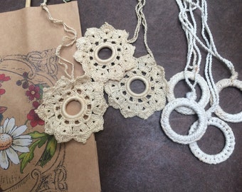 Junk Journal Bookmark, Antique Hand Crocheted Fan or Window Pull - Spine Decoration, Vintage Items for Altered Books, Mixed Media