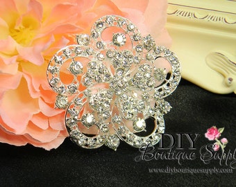 Rhinestone Brooch Embellishment Crystal Wedding Supply Brooch Bouquet Bridal Wedding Accessories Button Flatback Large 60mm 001205