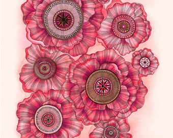 Beautiful, Intricate Poppies Print