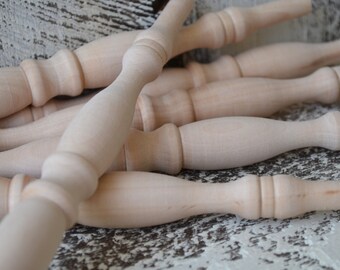 Unfinished Wood Spindles / Craft Parts / Birch Spindles / Raw Wood Craft Project / Supplies