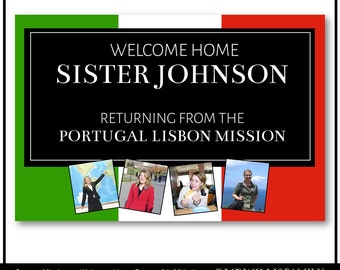 Custom digital LDS Missionary Welcome Home Banner: with pictures mission and name, 24x36 Digital File